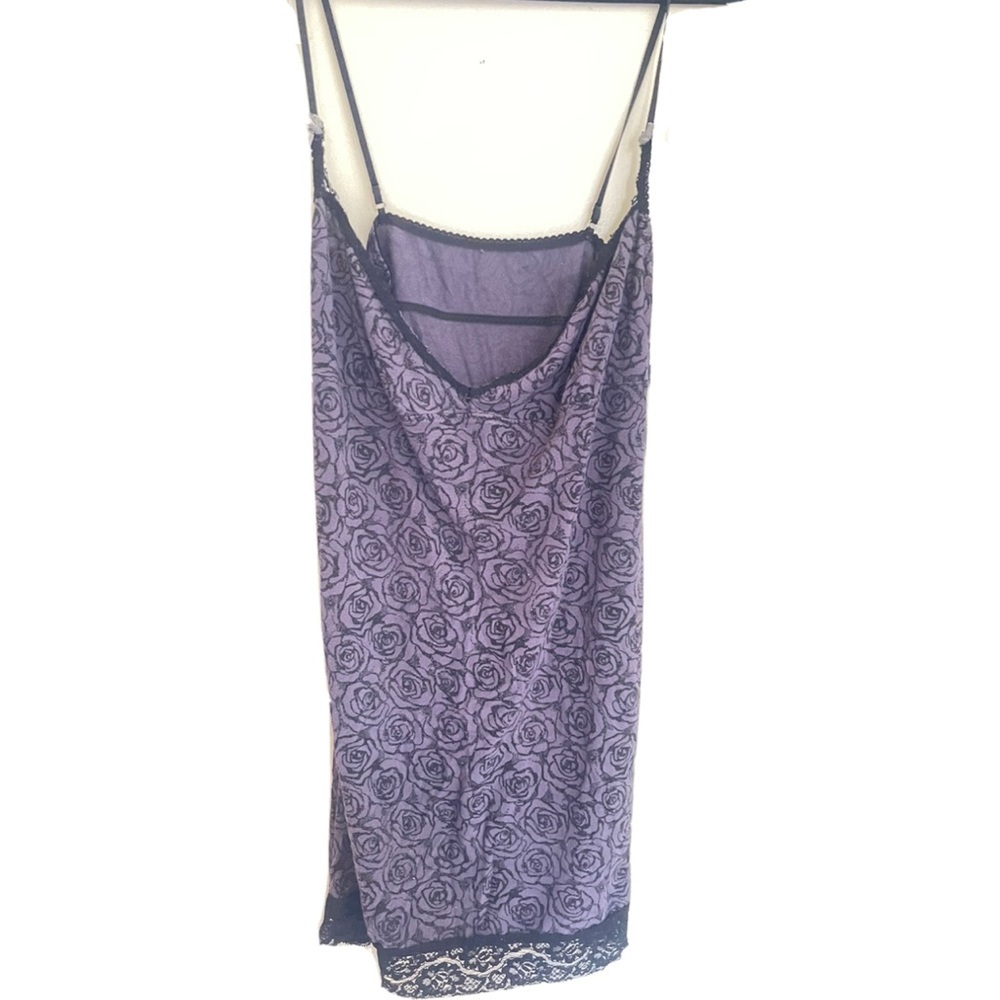 plume intimate sleepwear mightgown nightie grey roses lace sz med Chemise